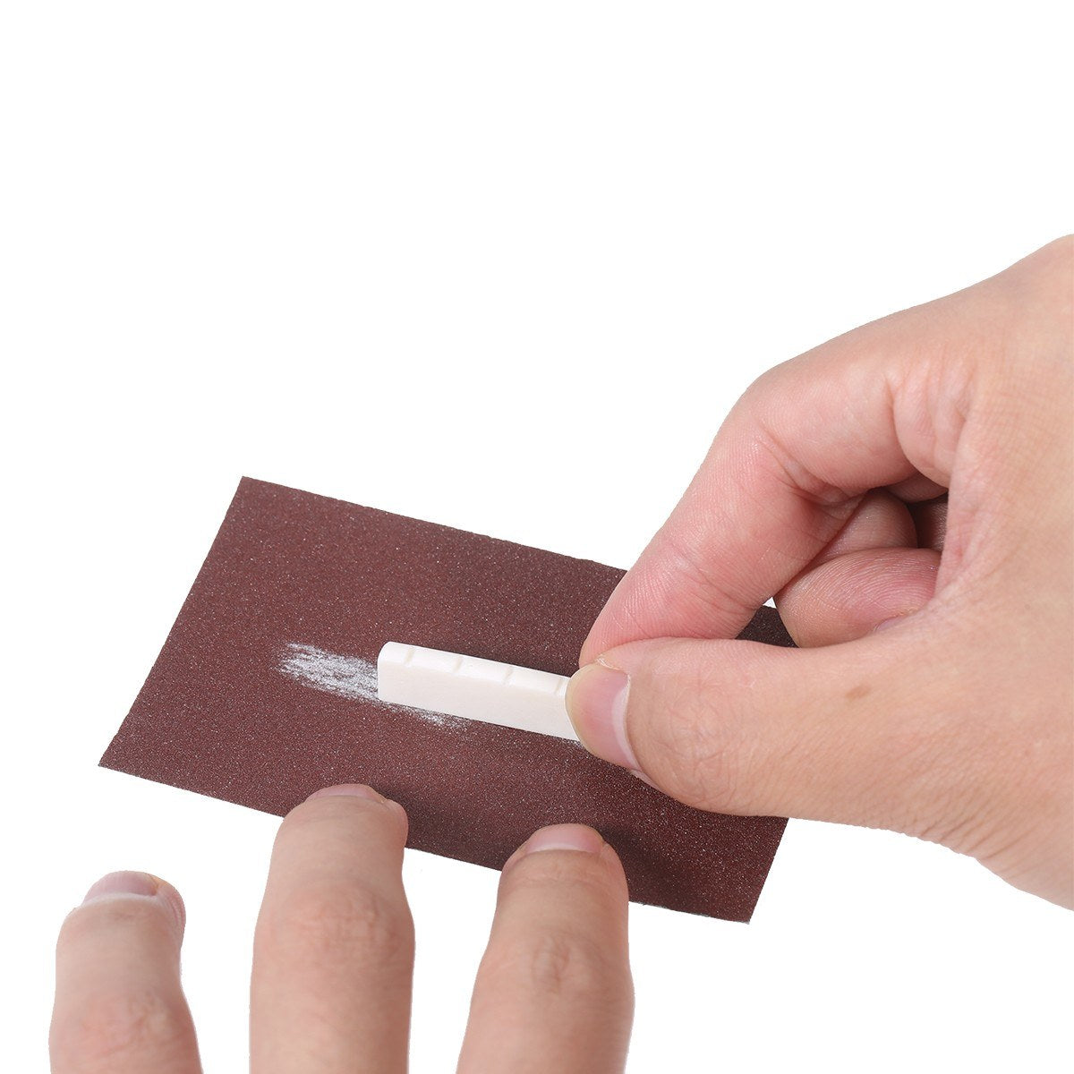 6 String Acoustic Guitar Pre-Slotted Bone Nut & Saddle with Nut Files & Sandpapers for Classical/Electric Guitar Repair