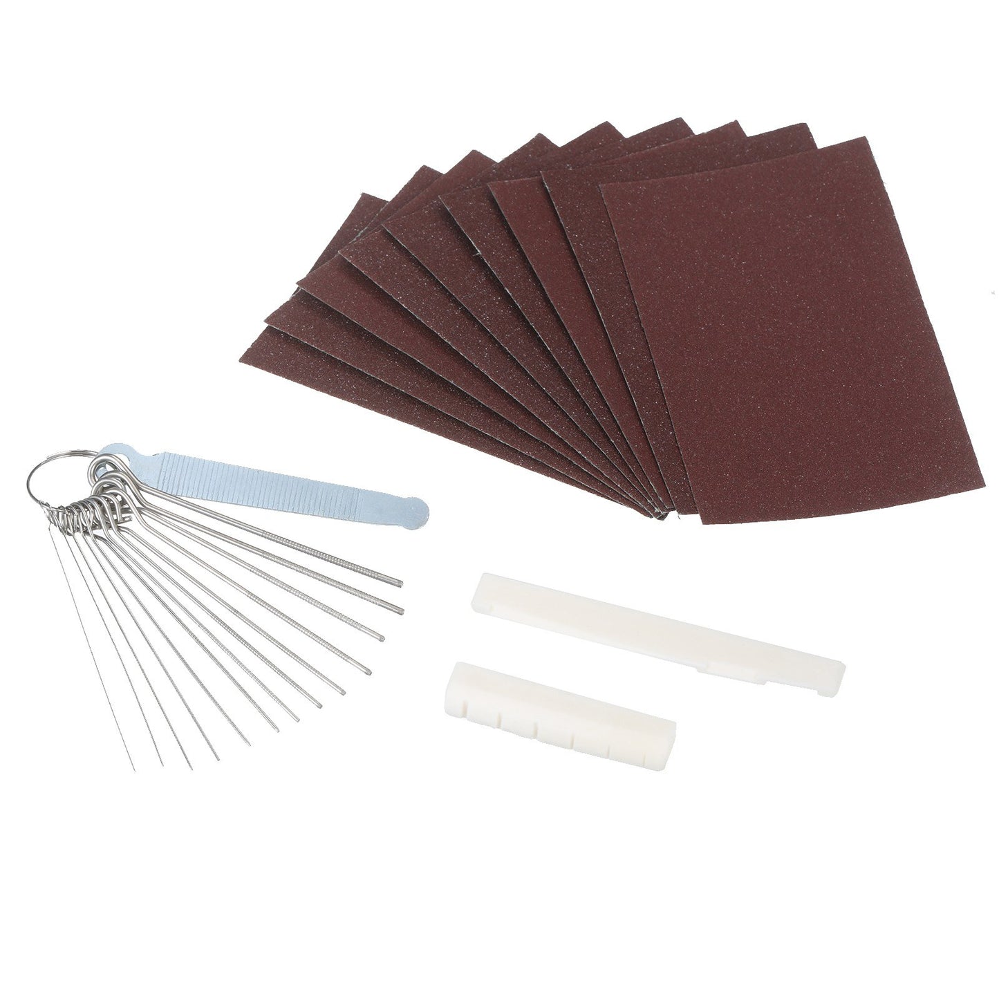 6 String Acoustic Guitar Pre-Slotted Bone Nut & Saddle with Nut Files & Sandpapers for Classical/Electric Guitar Repair