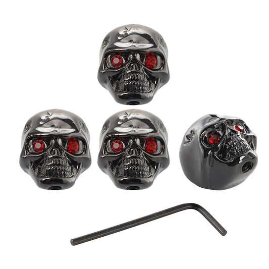 4 Skull Design Electric Guitar Metal Volume Knob Cap with Wrench for Bass Potentiometer - Music Player Instrument Tool