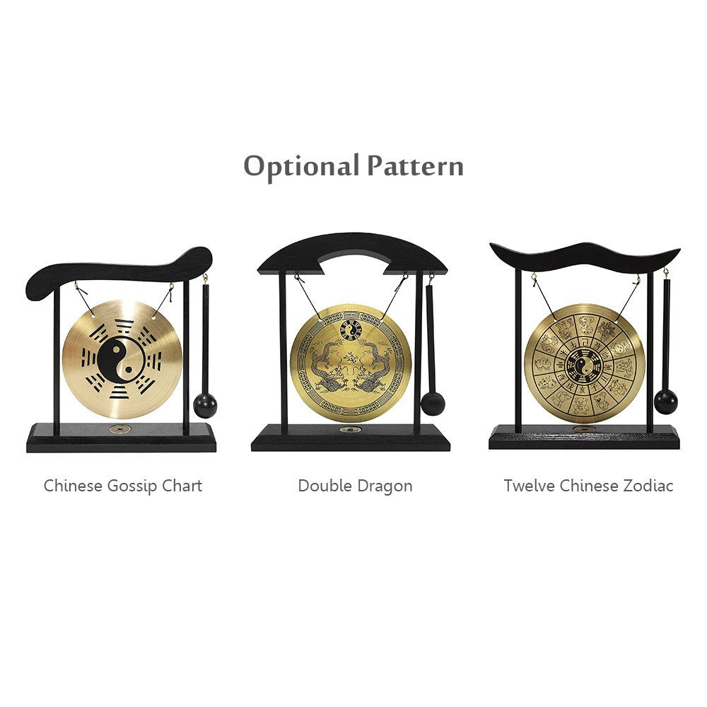 Taiji Symbol Mini Gong with Mallet - Desktop Wind Chime for Home Decor & Housewarming Gift