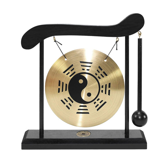 Taiji Symbol Mini Gong with Mallet - Desktop Wind Chime for Home Decor & Housewarming Gift