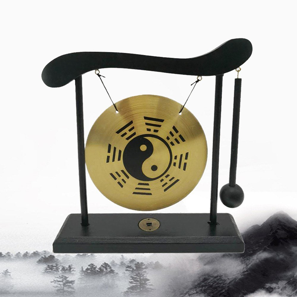 Taiji Symbol Mini Gong with Mallet - Desktop Wind Chime for Home Decor & Housewarming Gift