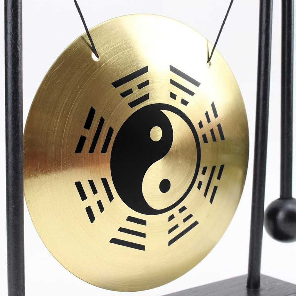 Taiji Symbol Mini Gong with Mallet - Desktop Wind Chime for Home Decor & Housewarming Gift