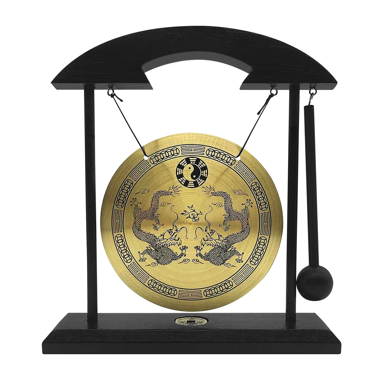 Taiji Symbol Mini Gong with Mallet - Desktop Wind Chime for Home Decor & Housewarming Gift