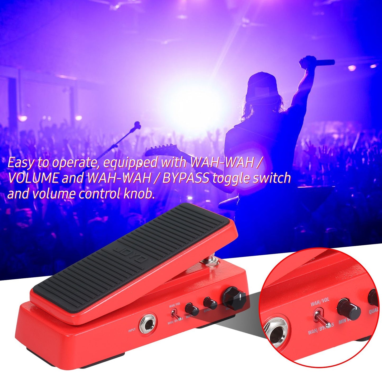 JOYO 2-In-1 Electric Guitar Effects Pedal: Adjustable Tone & Volume Wah-Wah