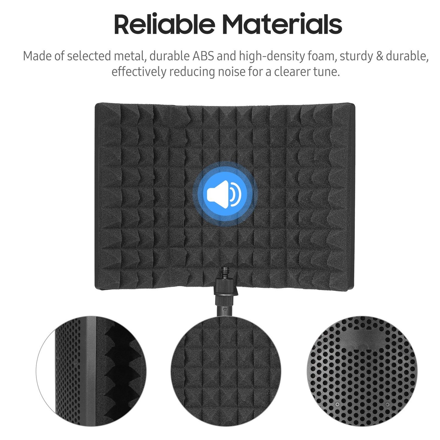 Foldable 3-Panel Microphone Isolation Screen with High-Density Absorbing Sponge, Sound Insulation Cover for Recording Studio, Includes Tripod, Pop Filter, and Microphone Stand