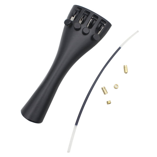 Hill Style Violin Tailpiece, 3/4 & 4/4 with Tailgut & 4 Fine Tuners, Durable Aluminum Alloy