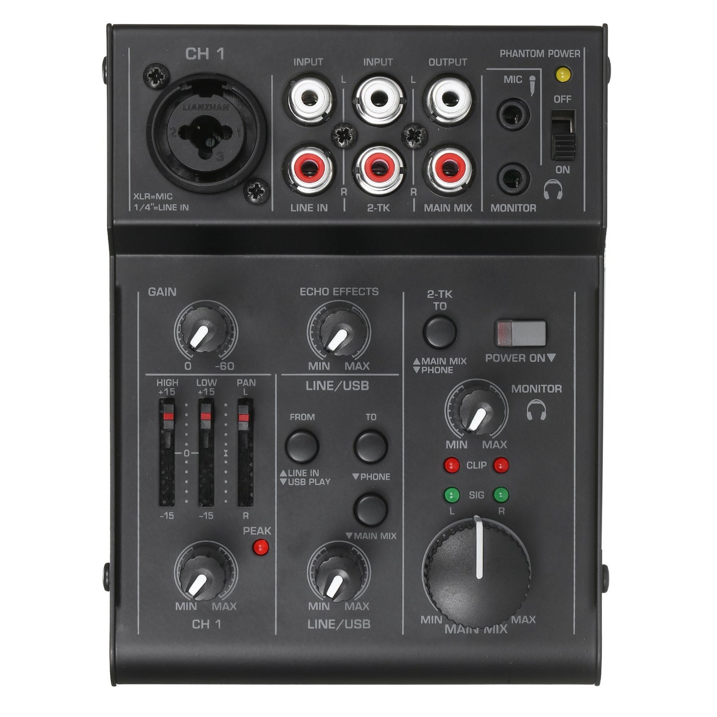Compact 5-Channel Audio Mixer Console