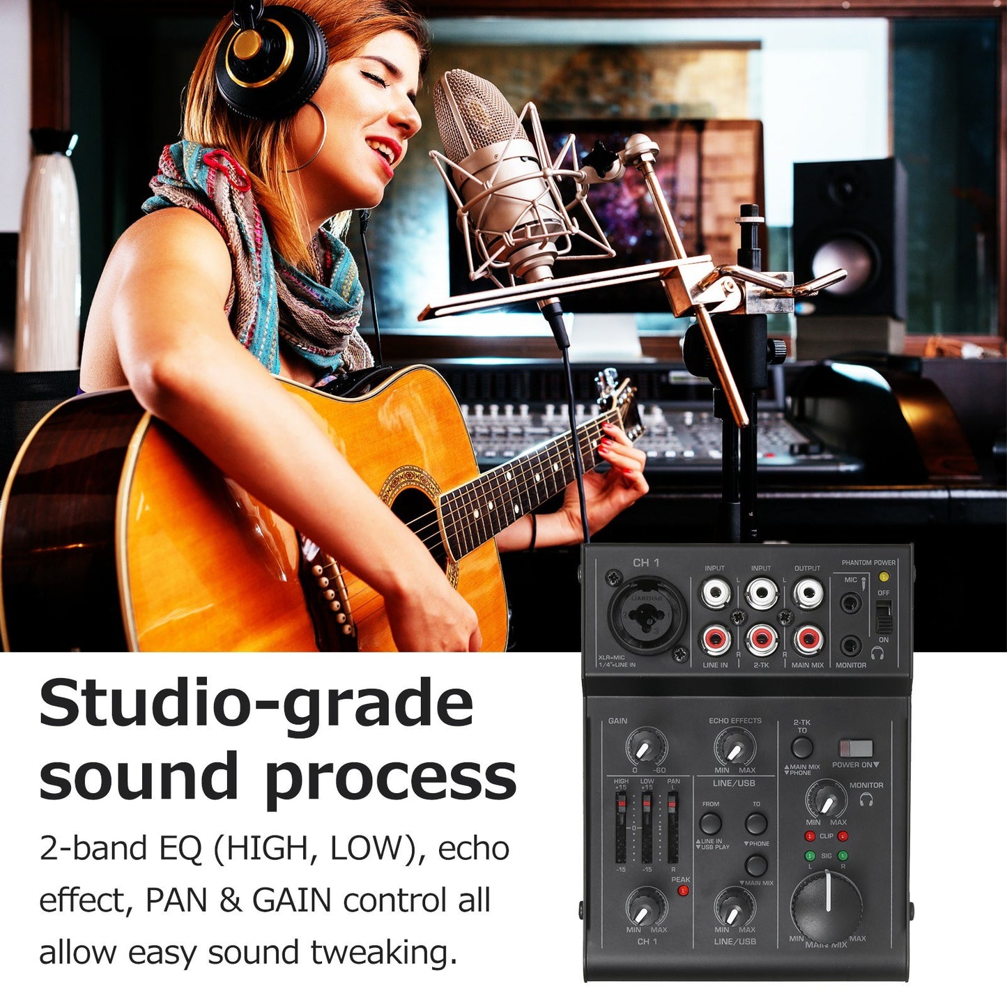 Compact 5-Channel Audio Mixer Console
