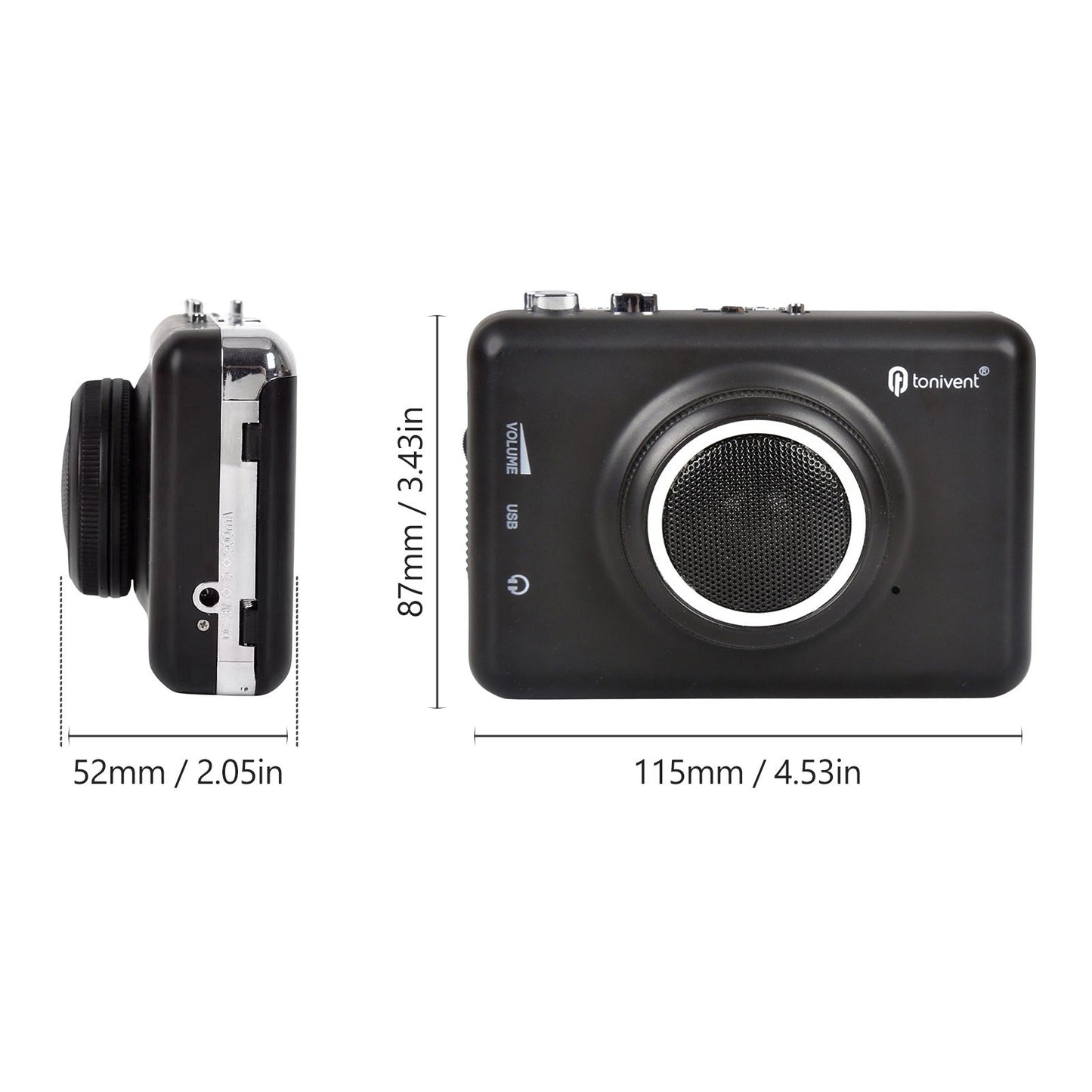 TONIVENT Portable Cassette to MP3 Converter with Detachable Speaker & AUX Input Compatible with PC/Laptop
