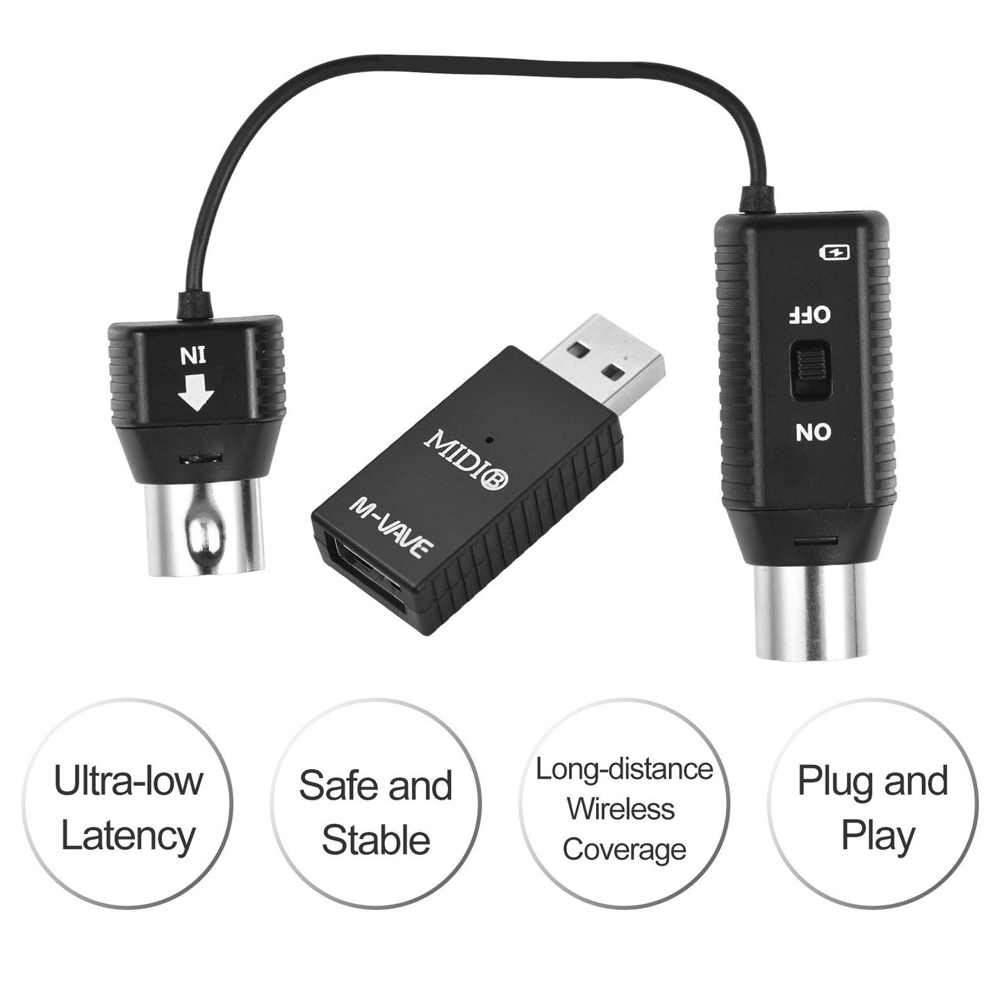 Mini Wireless MIDI Adapter M-VAVE MS1 Plug & Play Transmission System