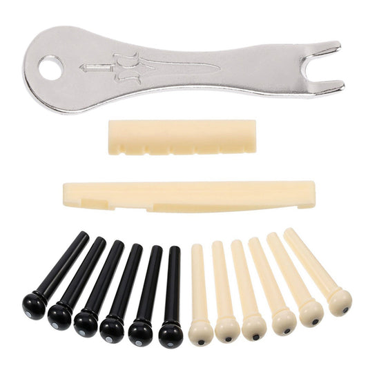 15-Piece Guitar Accessory Set: Bridge Pins, Pin Puller, Saddle & Nut