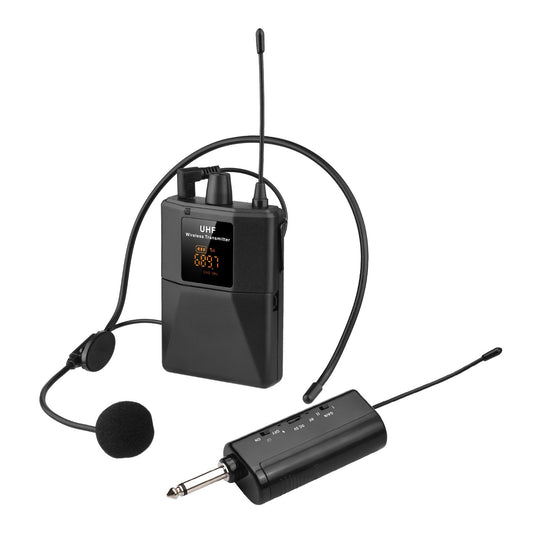 UHF Wireless Headset Microphone with LED Digital Display Transmitter & Receiver