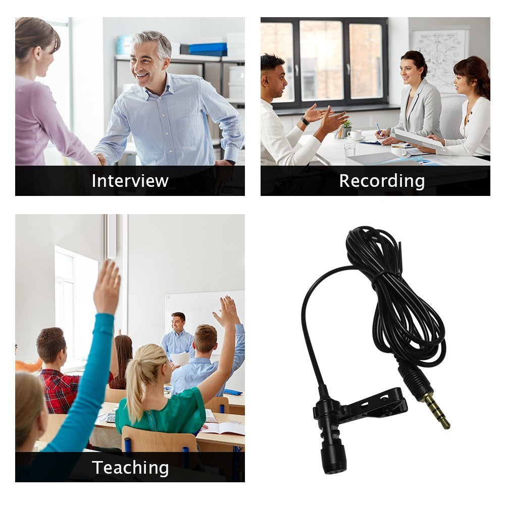 Clip-on Condenser Microphone for Recording, Karaoke, Interviews, and Teaching