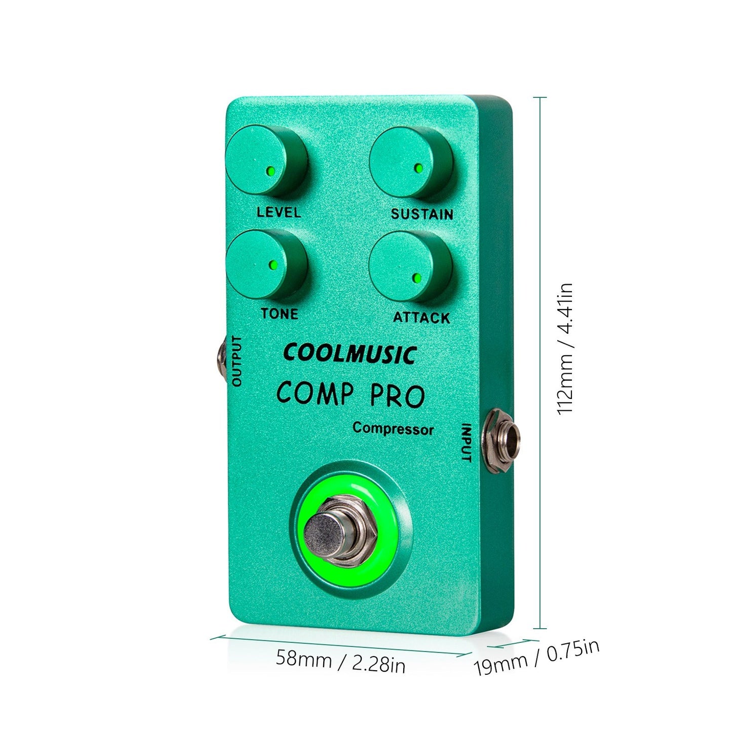 COOLMUSIC Noise Gate Pedal - True Bypass, Hard/Soft Mode, Foot Switch for Guitar & Bass