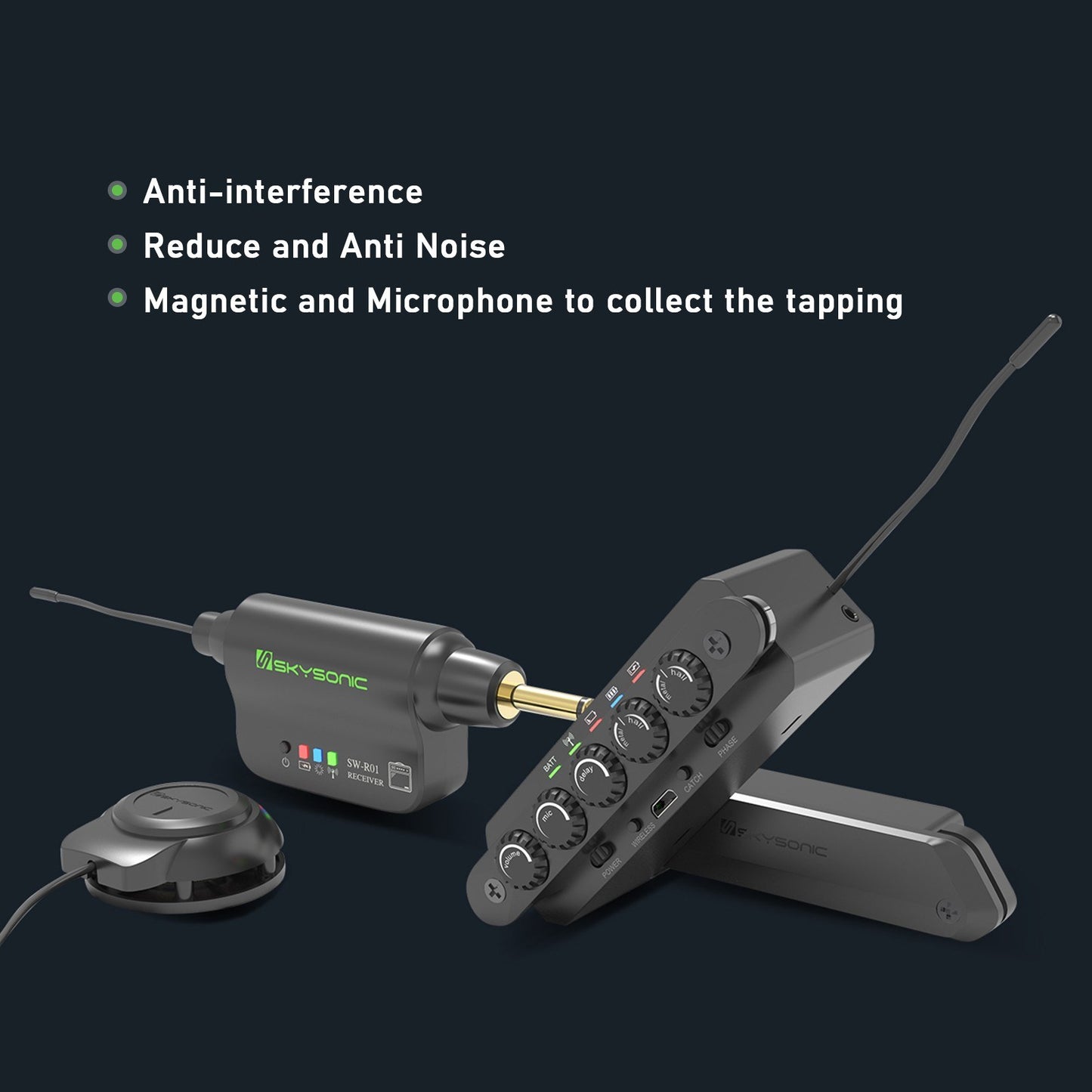 SKYSONIC WR2 Wireless Acoustic Soundhole Resonance Pickup