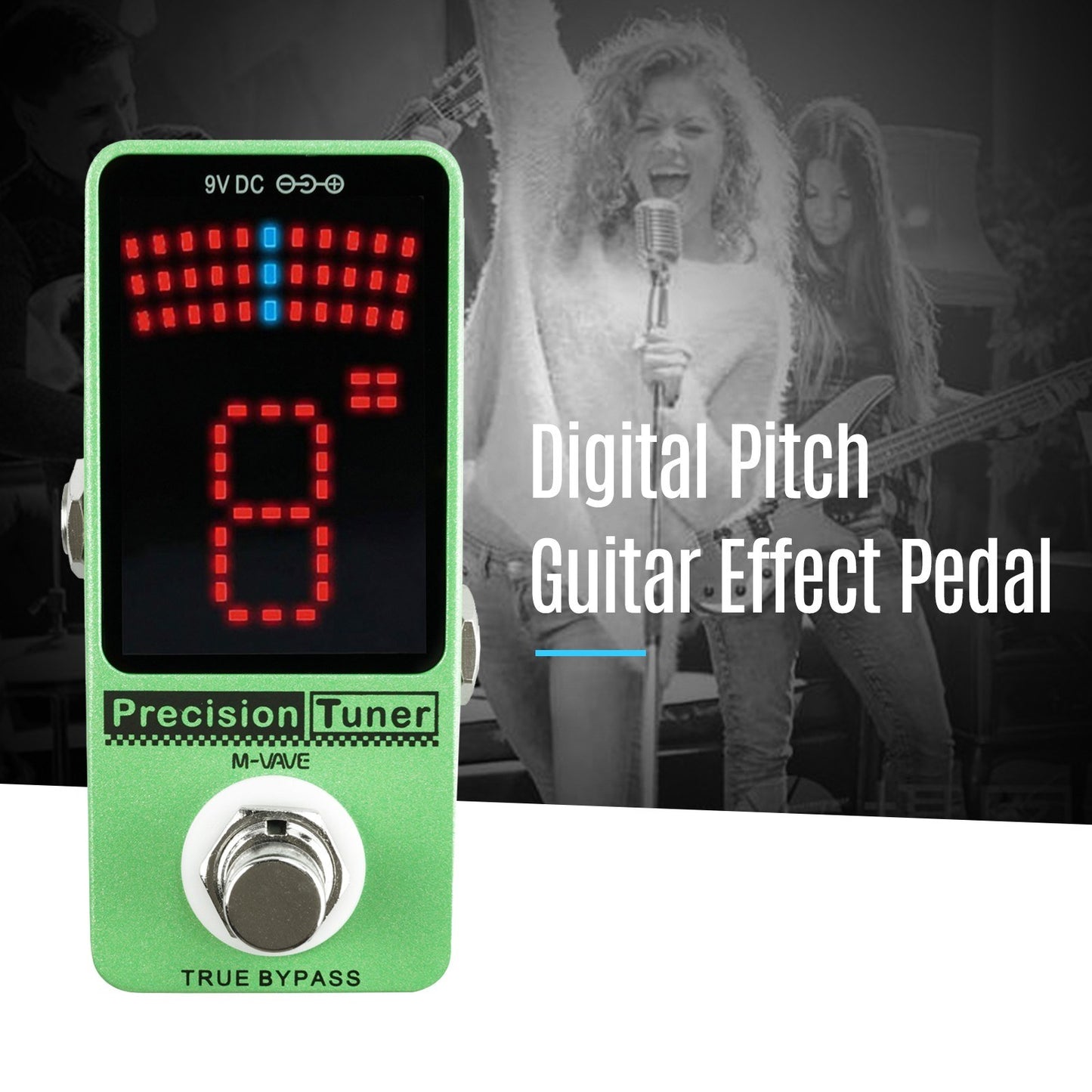 Precision Chromatic Guitar & Bass Tuner Pedal with LED Display & True Bypass - M-VAVE