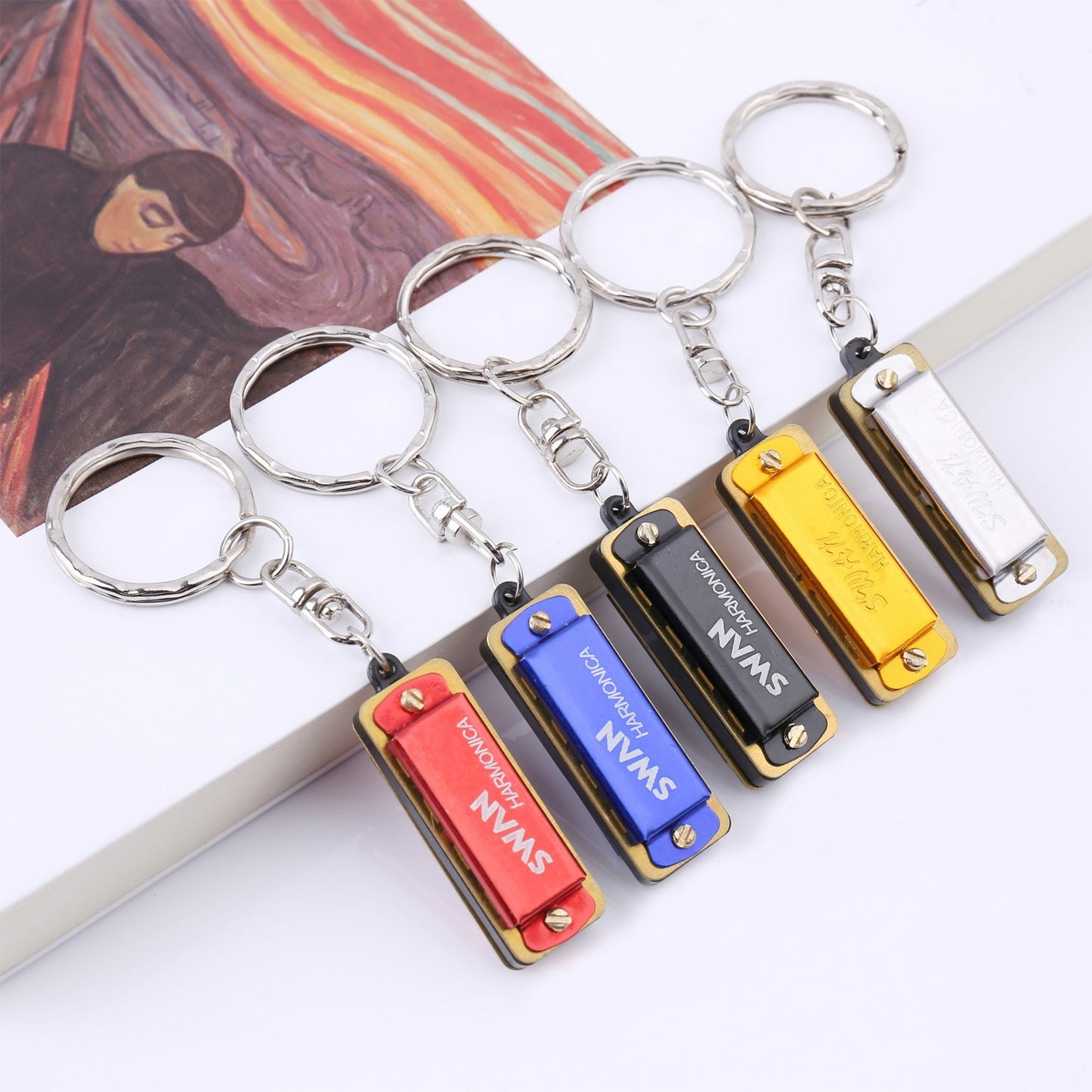 SWAN Mini Keychain Harmonica in C – 4 Holes, 8 Tones: Perfect for Beginners & Students