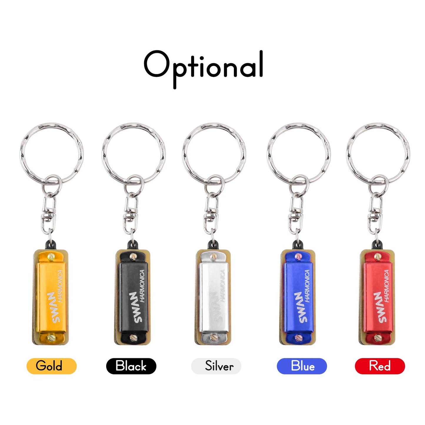 SWAN Mini Keychain Harmonica in C – 4 Holes, 8 Tones: Perfect for Beginners & Students