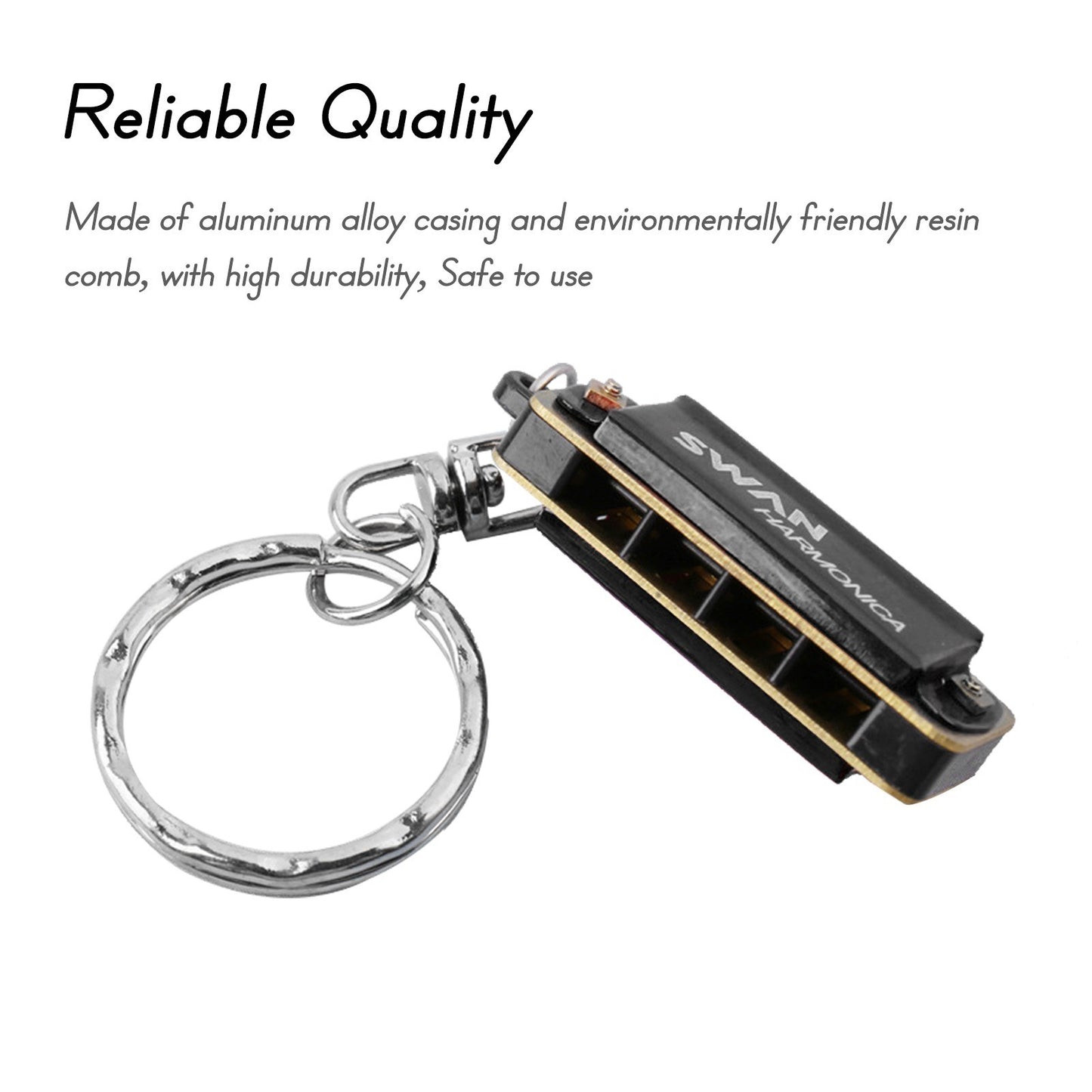 SWAN Mini Keychain Harmonica in C – 4 Holes, 8 Tones: Perfect for Beginners & Students