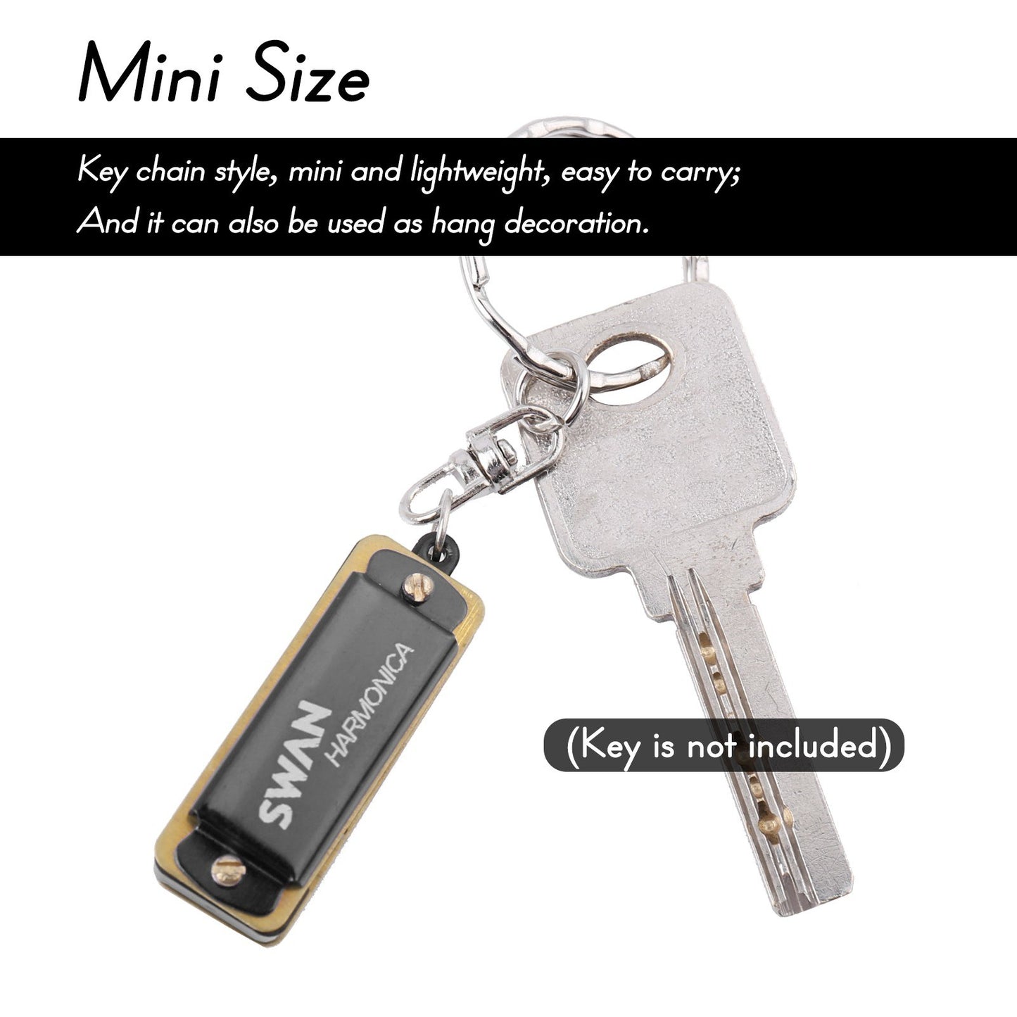 SWAN Mini Keychain Harmonica in C – 4 Holes, 8 Tones: Perfect for Beginners & Students