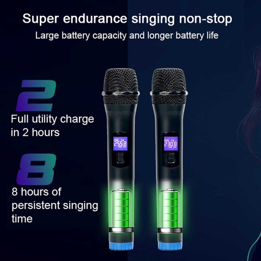 BOMGE Professional Dual Channel Wireless Microphone Set - High Performance