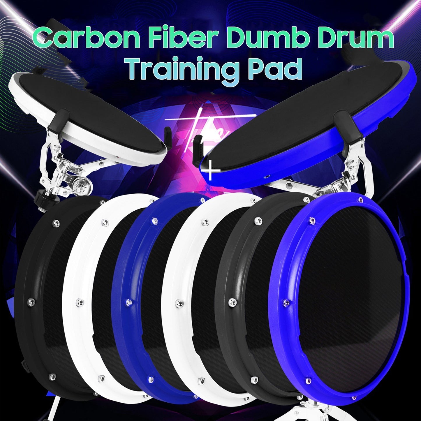 10 Inch Silent Drum Practice Pad - Carbon Fiber Percussion Accessory for Beginners & Professionals