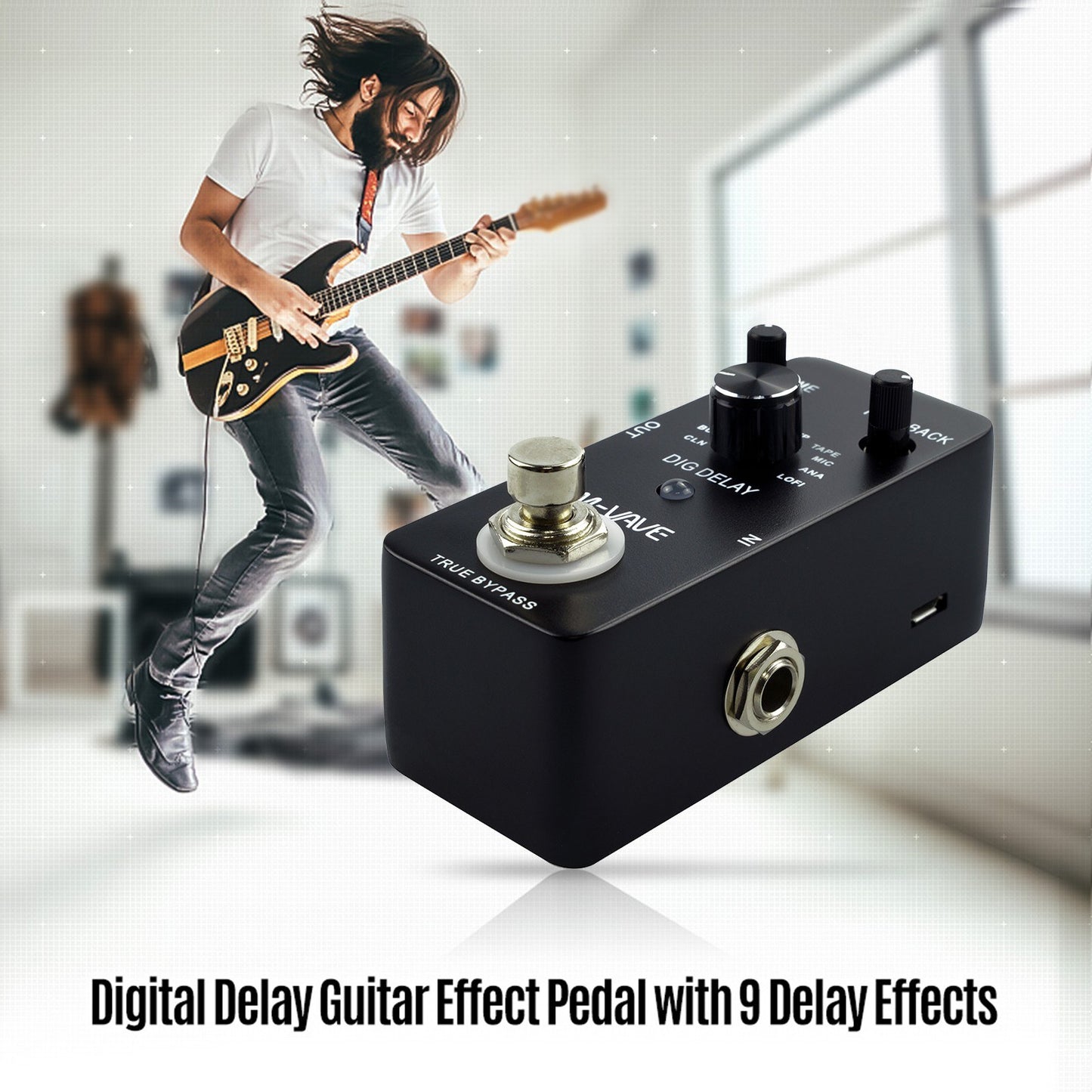 M-VAVE DIG DELAY Guitar Effect Pedal - 9 Digital Delay Effects, True Bypass, Full Metal Shell