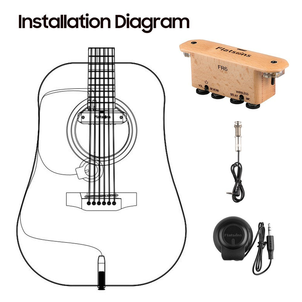 Rechargeable FLATSONS FR6 BT Clip-on Guitar Soundhole Pickup
