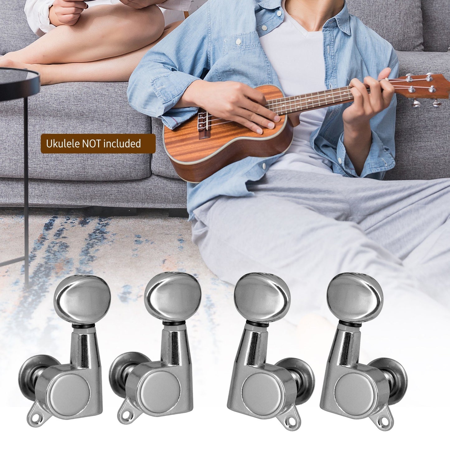 Set of 4 Ukulele Tuning Pegs - 1:15 Ratio Closed Tuners for 4-String Ukelele