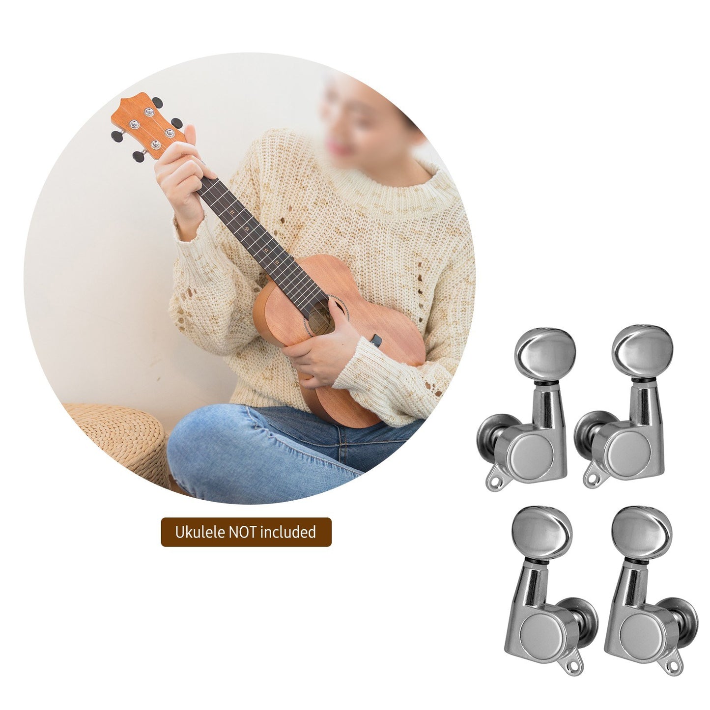 Set of 4 Ukulele Tuning Pegs - 1:15 Ratio Closed Tuners for 4-String Ukelele