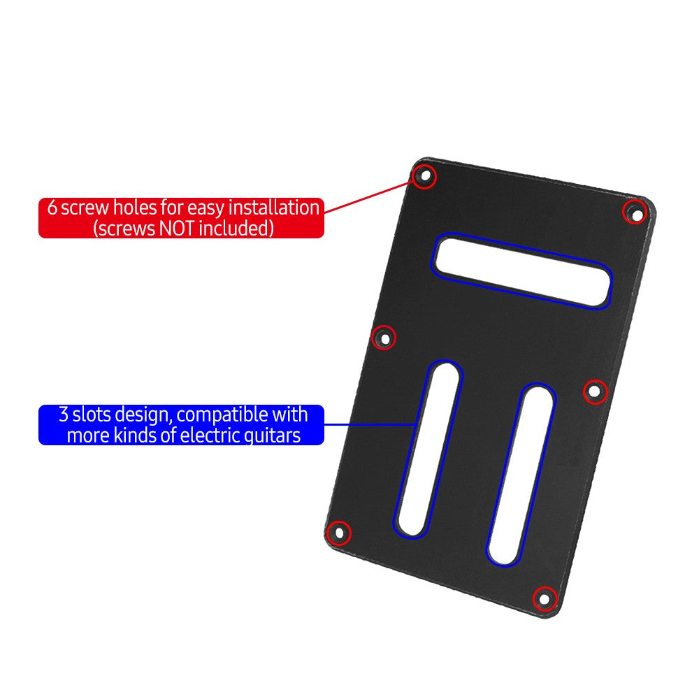 Electric Guitar Back Plate with 6 Holes & 3 Slots - Tremolo Spring Cover & Circuit Protector