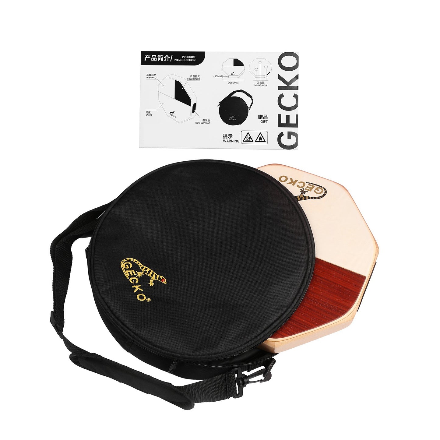 GECKO SD6 Portable Cajon Hand Drum with Carry Bag for Travel & Camping