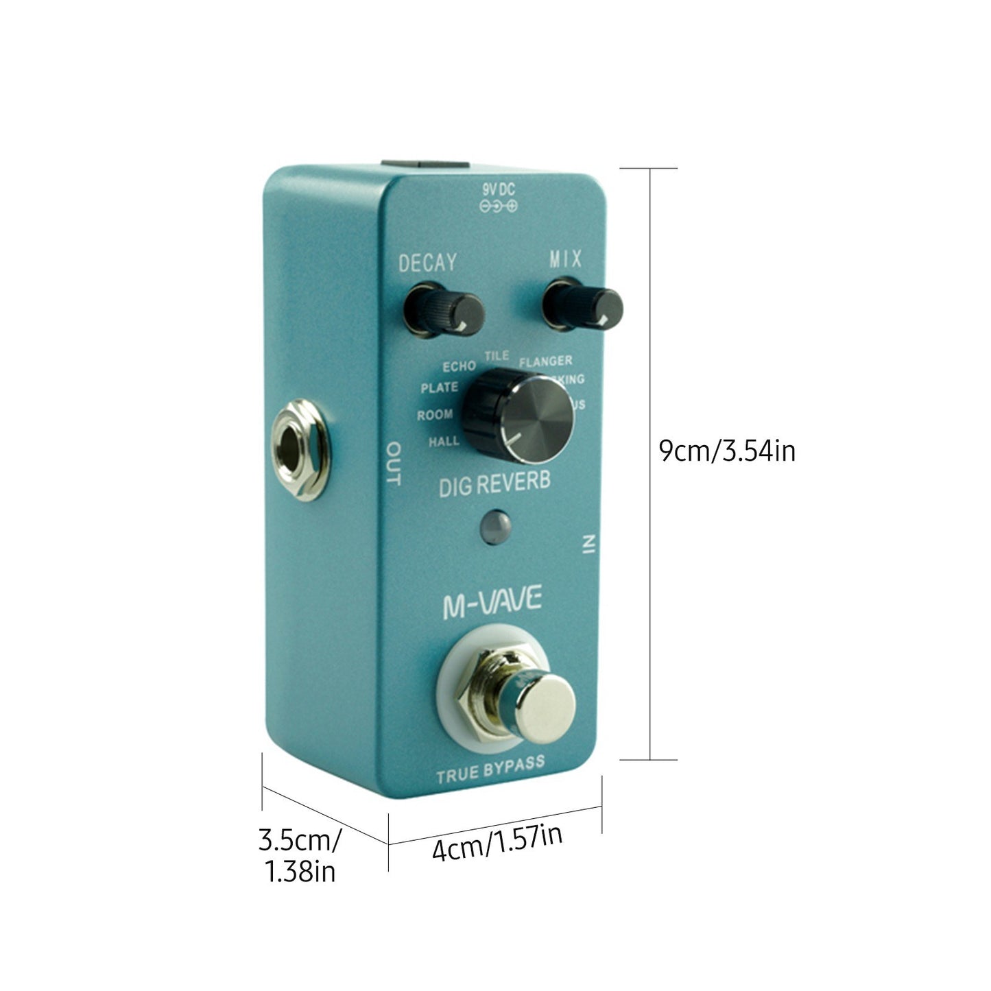 M-VAVE DIG Reverb Guitar Pedal - 9 Digital Reverb Types, Decay & Mix Control, True Bypass, Metal Shell