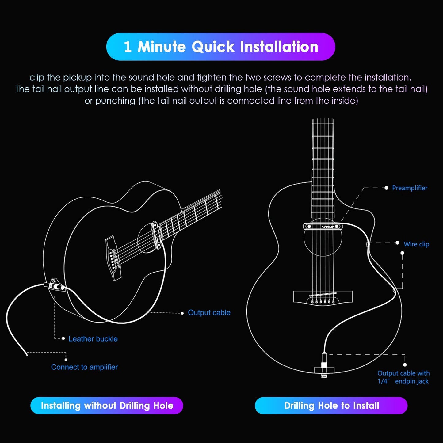 DOUBLE Y1 Wireless Acoustic Guitar Pickup System