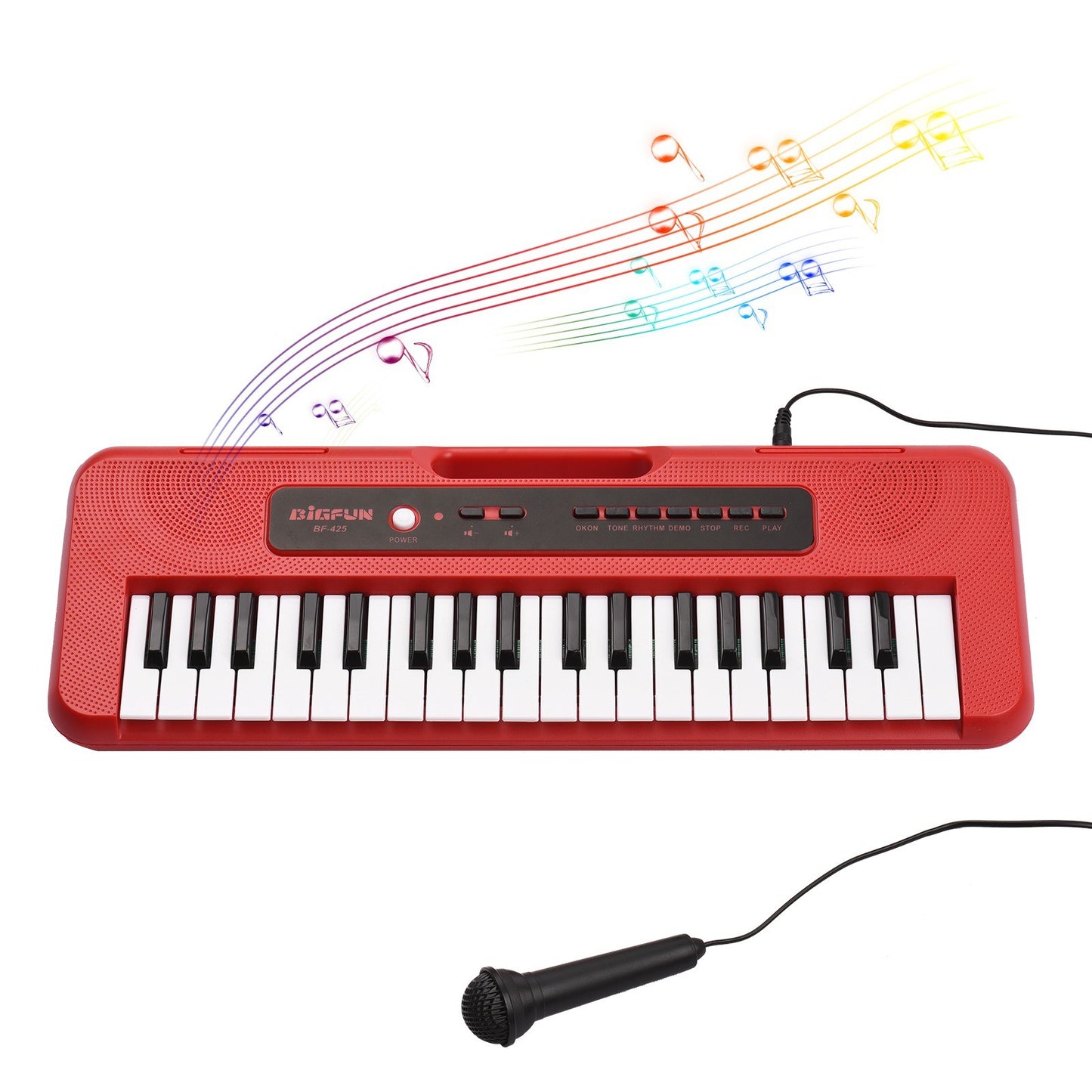 BIGFUN 37-Key Kids Electronic Piano with Mini Microphone, 10 Demos, Recording & Aux Support, Portable Multifunction Keyboard for Ages 3+, Ideal Musical Toy Gift for Boys & Girls