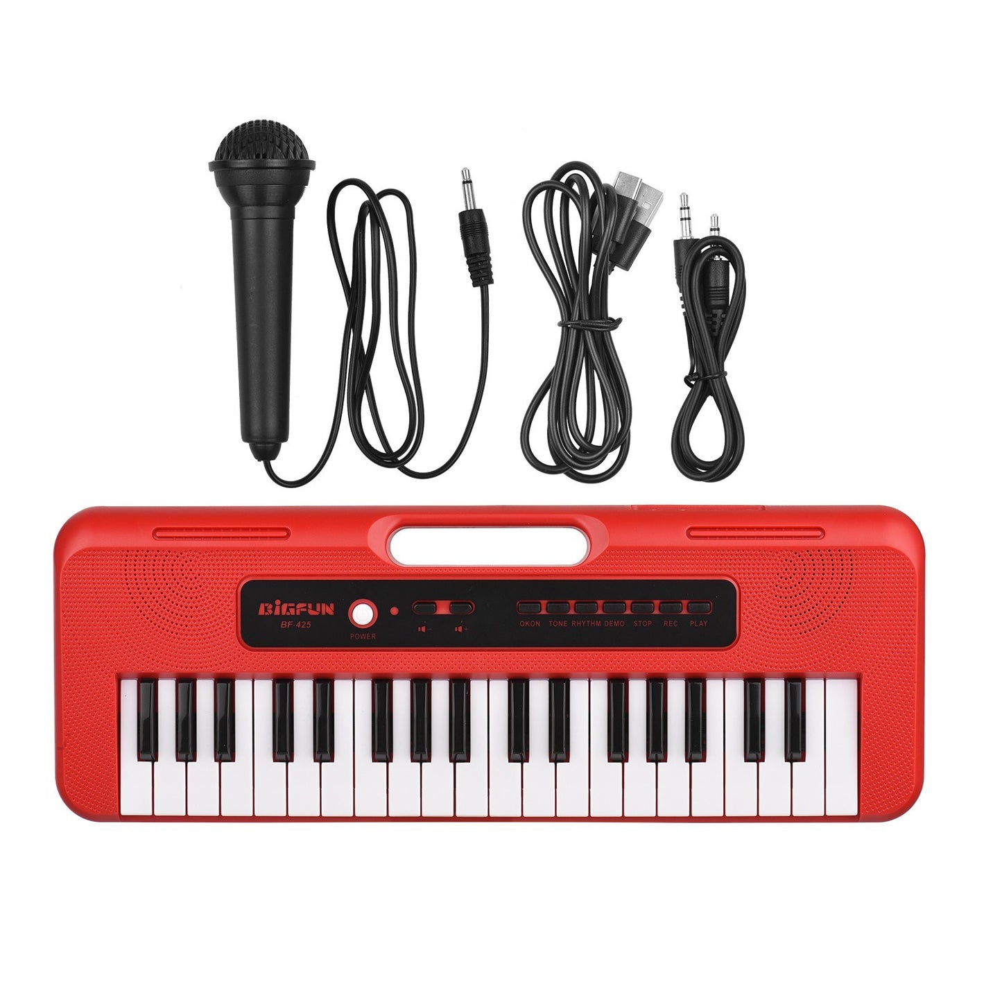 BIGFUN 37-Key Kids Electronic Piano with Mini Microphone, 10 Demos, Recording & Aux Support, Portable Multifunction Keyboard for Ages 3+, Ideal Musical Toy Gift for Boys & Girls