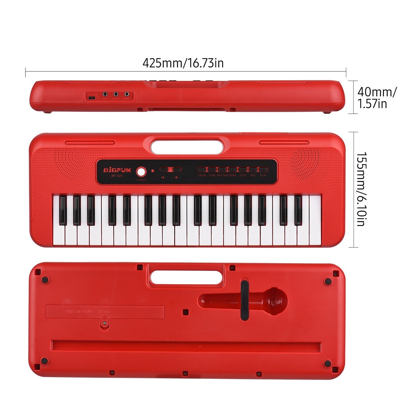 BIGFUN 37-Key Kids Electronic Piano with Mini Microphone, 10 Demos, Recording & Aux Support, Portable Multifunction Keyboard for Ages 3+, Ideal Musical Toy Gift for Boys & Girls