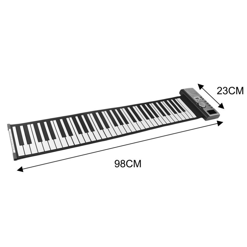 Portable 61-Key Roll-Up Electronic Silicone Piano Keyboard