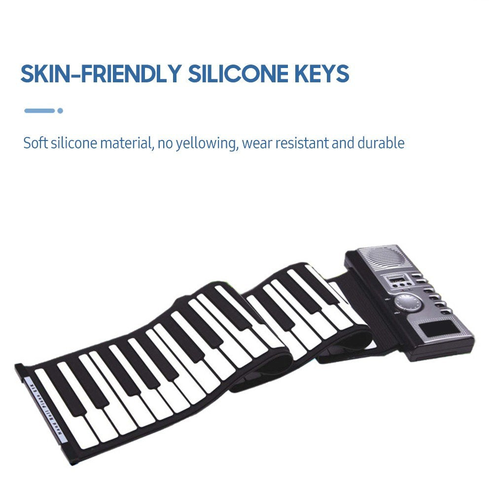 Portable 61-Key Roll-Up Electronic Silicone Piano Keyboard