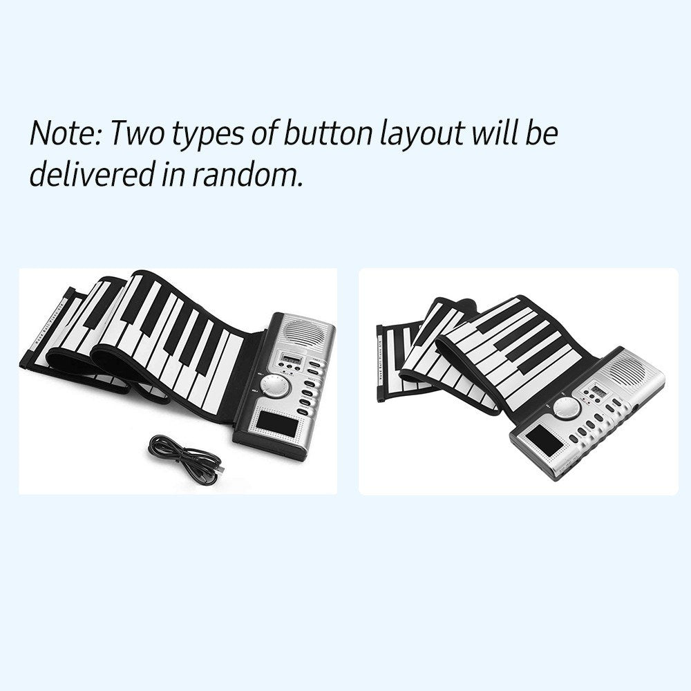 Portable 61-Key Roll-Up Electronic Silicone Piano Keyboard