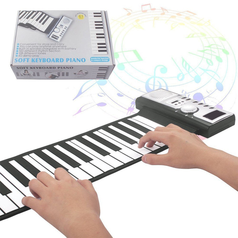 Portable 61-Key Roll-Up Electronic Silicone Piano Keyboard