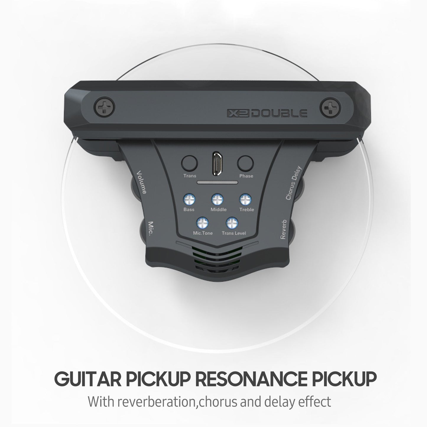 Double G0 Electric Bass Guitar Soundhole Resonance Pickup with Preamplifier Coil