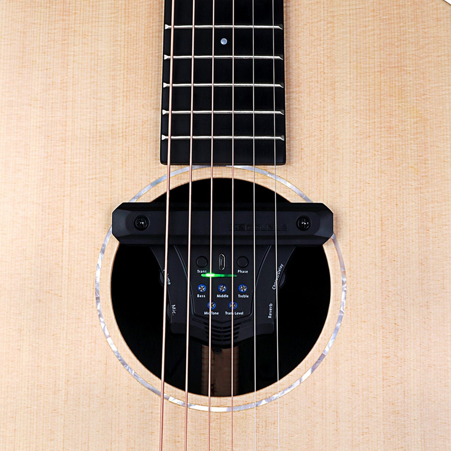 Double G0 Electric Bass Guitar Soundhole Resonance Pickup with Preamplifier Coil