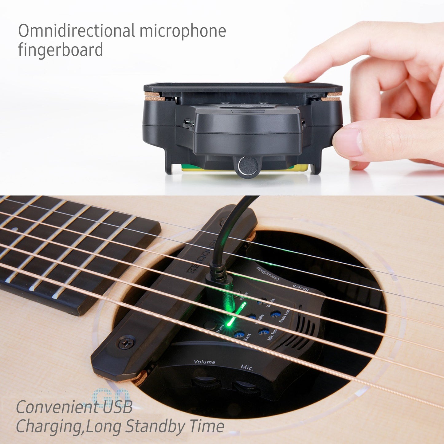 Double G0 Electric Bass Guitar Soundhole Resonance Pickup with Preamplifier Coil