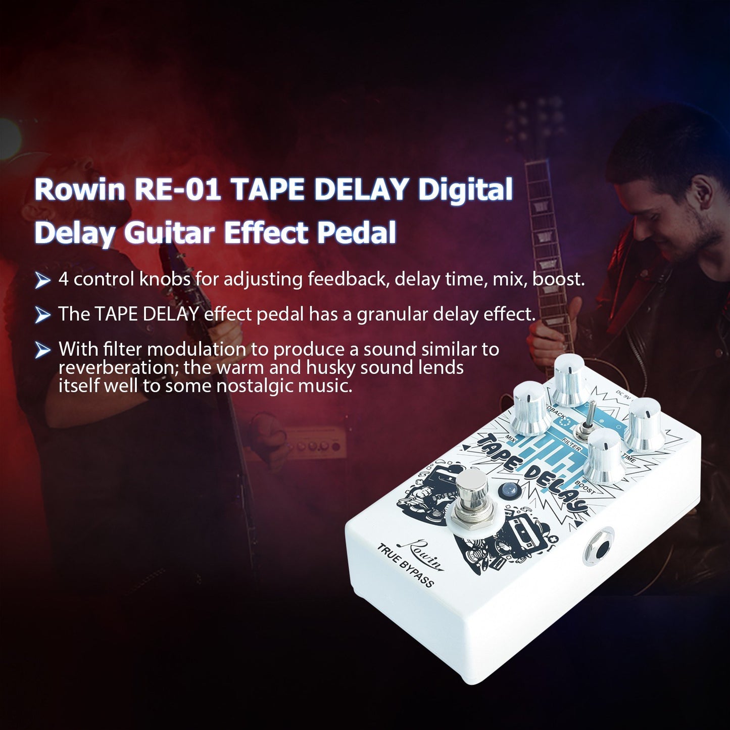 Rowin RE-01 Tape Delay Digital Guitar Effect Pedal