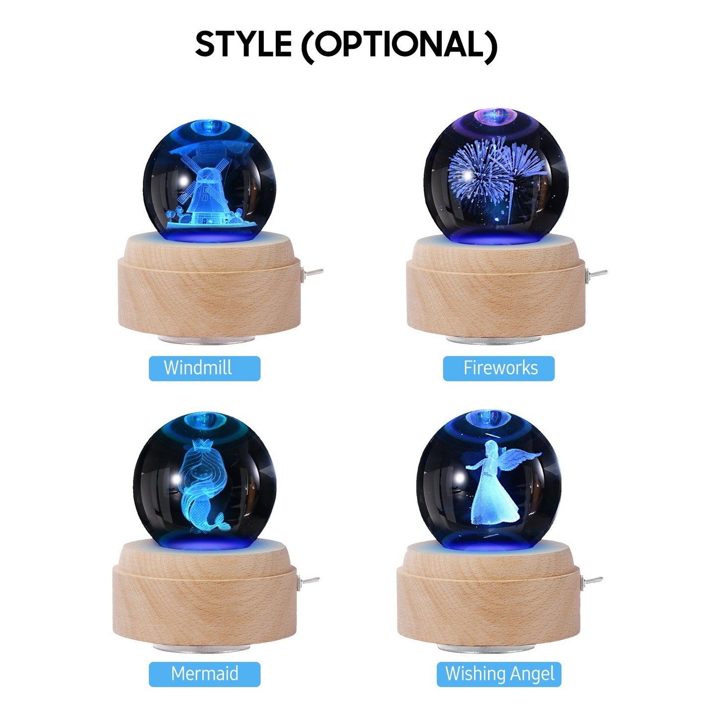 Luminous LED Rotating Crystal Ball Music Box