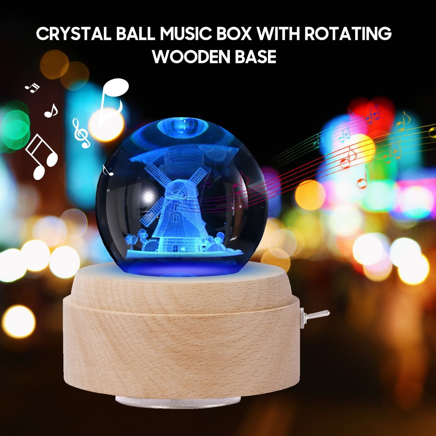 Luminous LED Rotating Crystal Ball Music Box