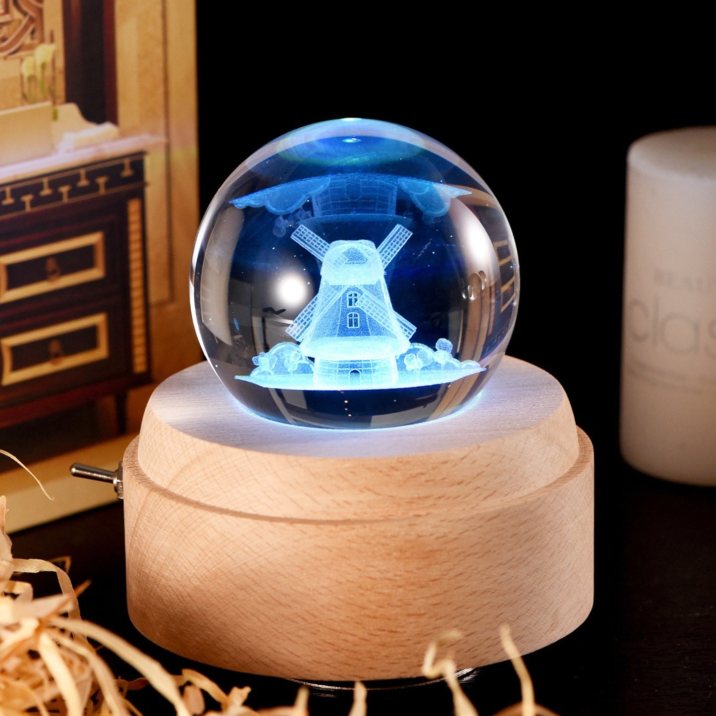 Luminous LED Rotating Crystal Ball Music Box
