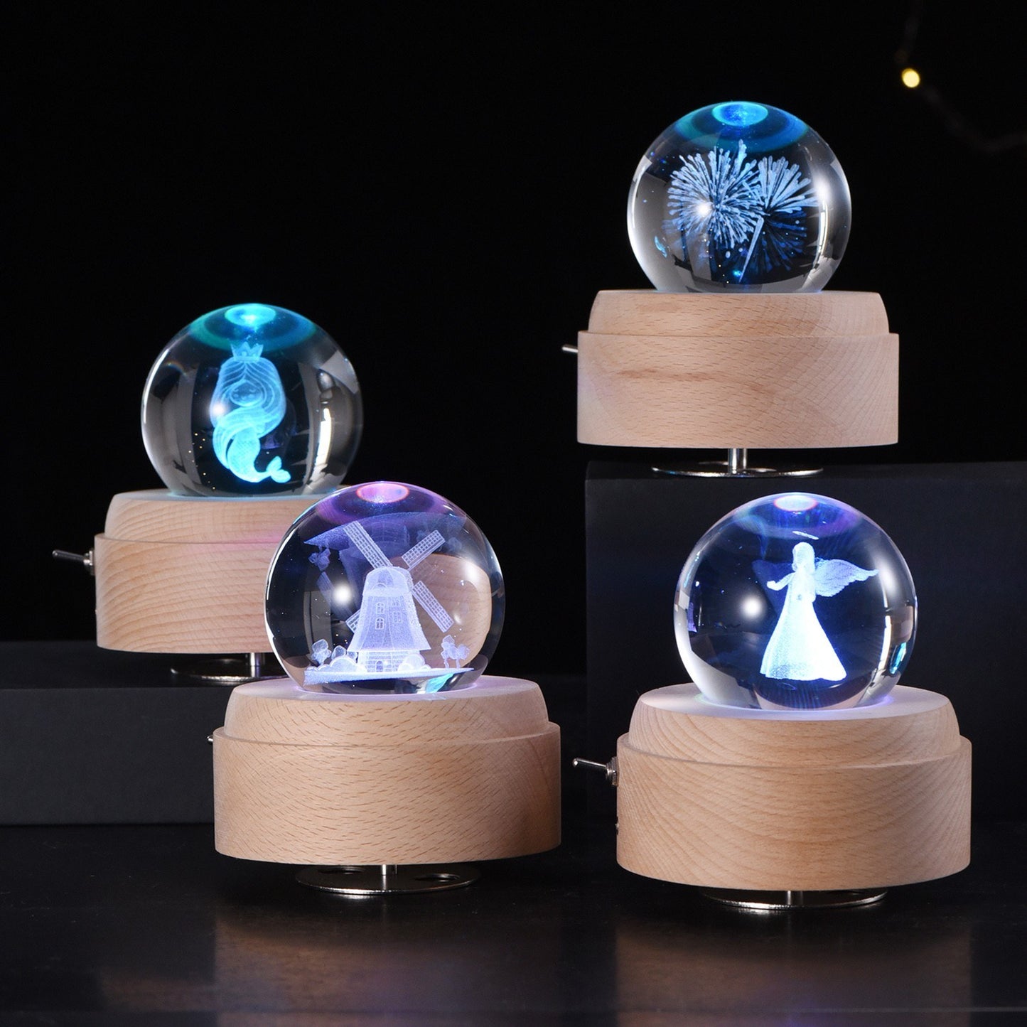 Luminous LED Rotating Crystal Ball Music Box